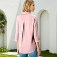 thumbnail image 4 of Qwertyu 3/4 Length Sleeve Womens Tops Dressy V Neck Collared Shirts Trendy Business Casual Work Blouses Vacation Shirts 2026 Pink XL, 4 of 7