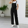 thumbnail image 2 of UPPADA Womens Strap Jumpsuit Solid Square Neck Overalls Wide Leg Bibbed Pants Outfits with Pockets Business Casual Jumpsuit Loose Overall Jumpsuit for Women Black,L, 2 of 6