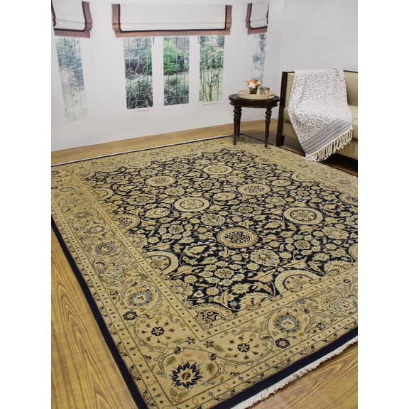 Versailles Agra Tabriz Blue/Beige Rug, 8'2" x 9'10"