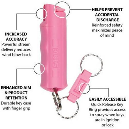 SABRE Red Pepper Spray - Police Strength - with Durable Pink Key Case, Finger Grip, Quick Release Key Ring, 25 Bursts (Up to 5x Other Brands) & 10-Foot (3M) (Best Portable Pepper Spray)