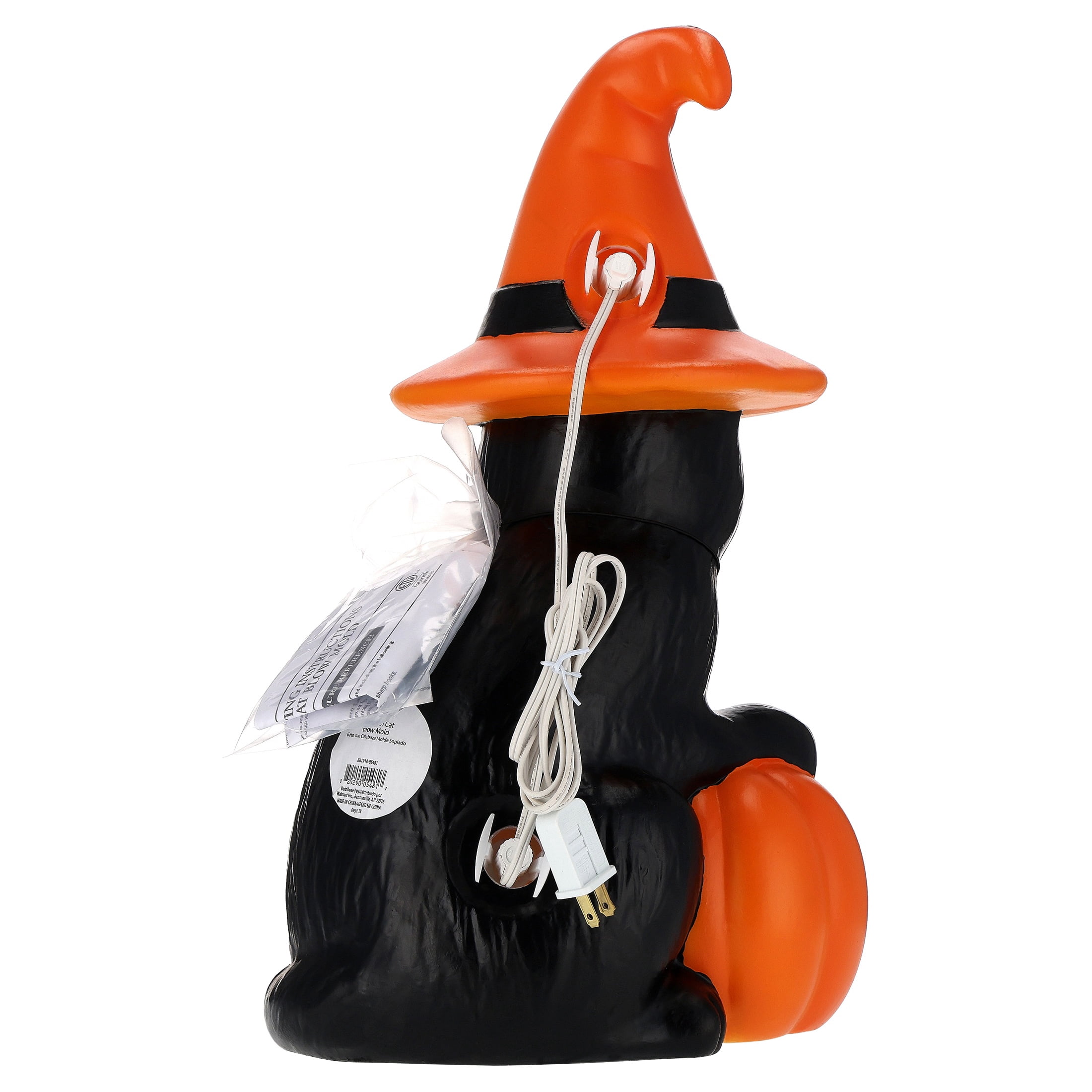 Light-Up Pumpkin Cat Blow Mold Outdoor Decoration, Orange and Black, 18", Halloween by Way To Celebrate