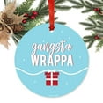 thumbnail image 2 of Funny Round Metal Christmas Ornament, Gangsta Wrappa, Present Graphic, Includes Ribbon and Gift Bag, 2 of 2