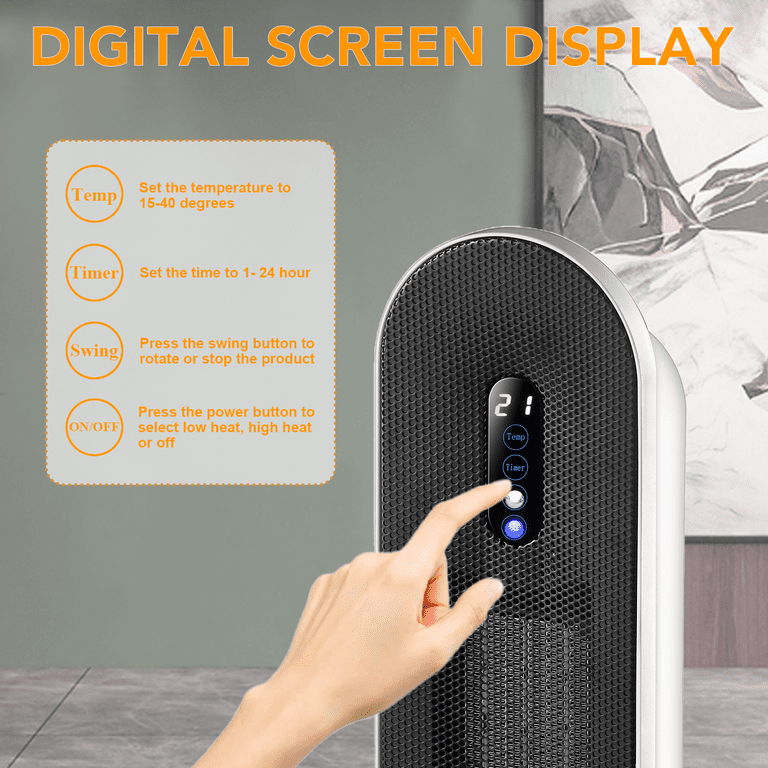 JoooDeee 25 Space Heater, 3s Fast Quiet Heating Portable Electric Heater  with Remote, 2 Modes, Overheating u0026 Tip-Over Protection, 24H Timer  Oscillation 90° Function Heater for Indoor Use, Black - Walmart.com