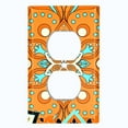 thumbnail image 2 of Metal Light Switch Plate Cover Orange Teal Flower Mandala Tile Pattern MDL015, 2 of 13