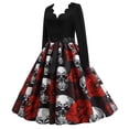 thumbnail image 3 of Vestido HUOGUO Fashion de manga larga con estampado de patchwork para mujer, 3 of 4