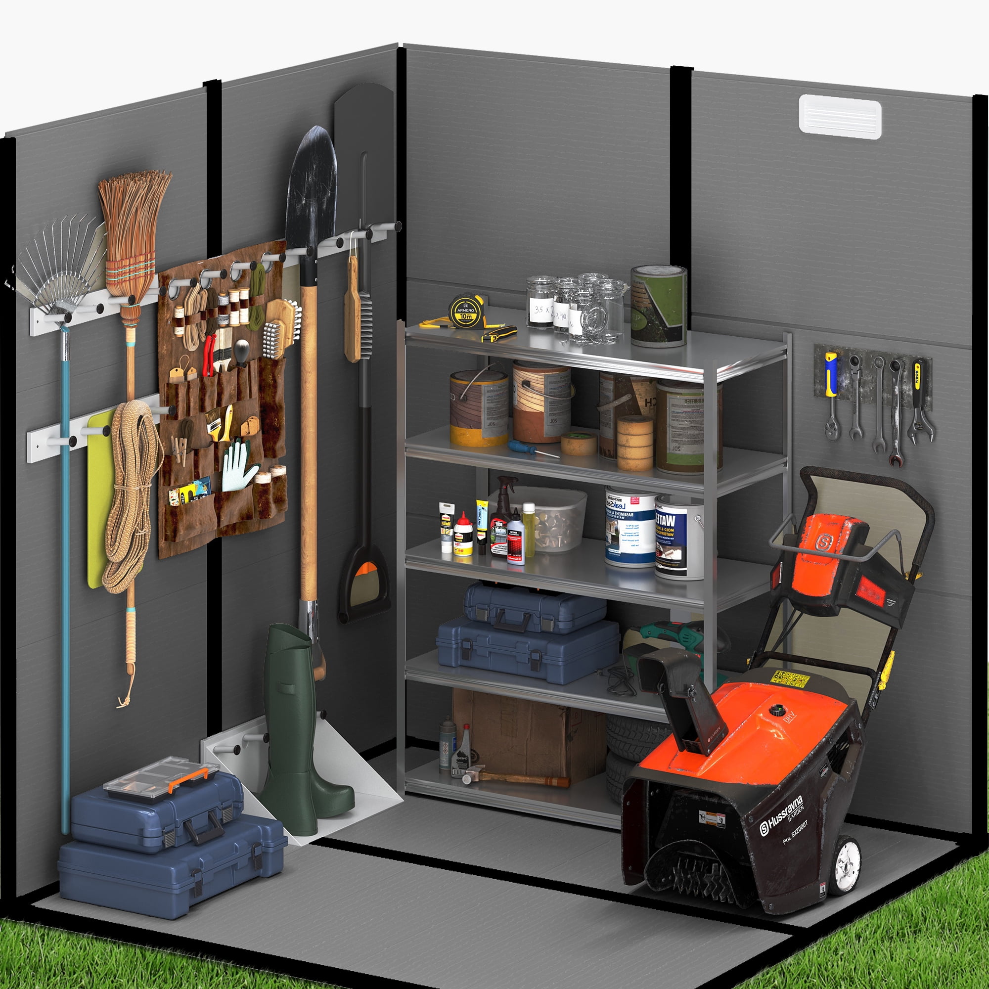 ELPOSUN Outdoor Resin Storage Shed 6x6 FT,Plastic Garden Shed for Bike,Garbage Can, Tool,Outside Sheds with Lockable Door for Backyard,Patio, Lawn,Dark Gray,Dark Gray