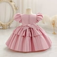 thumbnail image 3 of Girls Party Dress Vintage Sleeveless Satin Festival Pageant Frocks Kids Wedding Flower Girl Bridesmaid Dresses Hot Pink 18-24 Months, 3 of 5