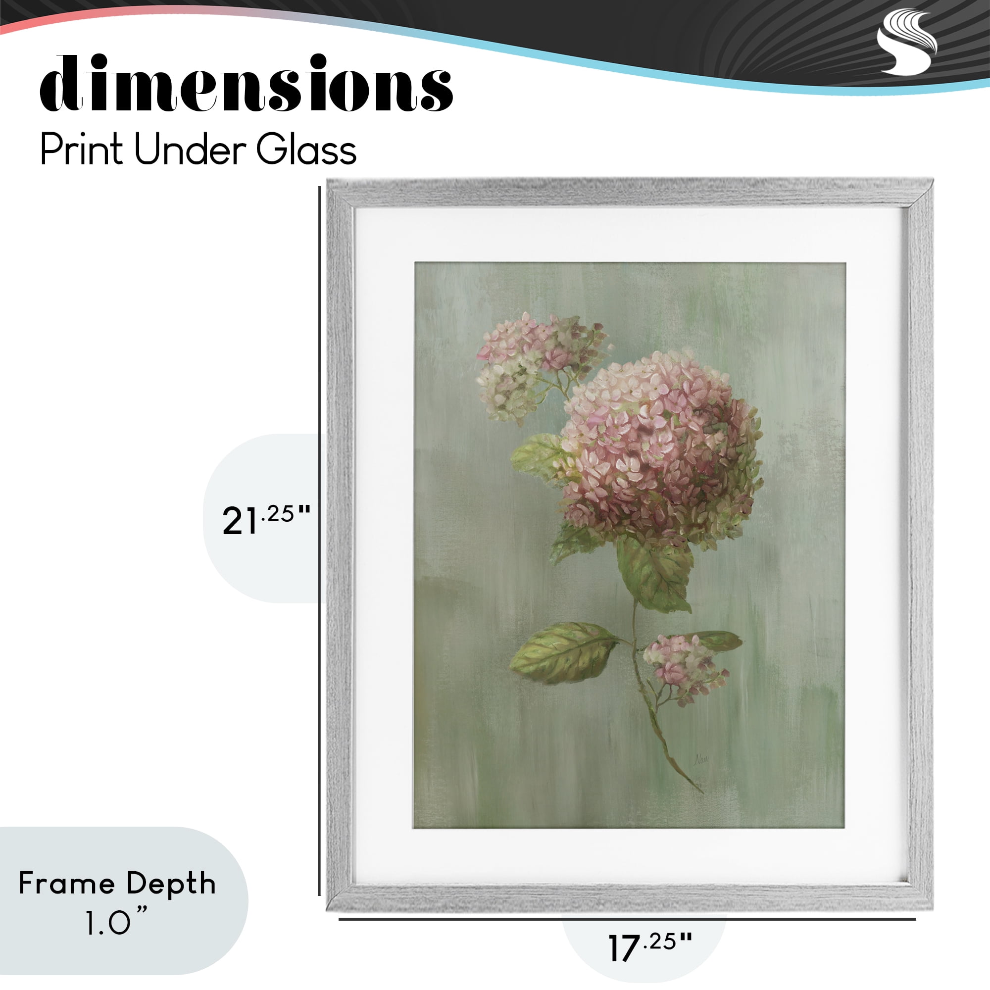 Stupell Industries Single Hydrangea Bushel Gray Framed Print Under Glass, design by Nan