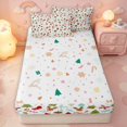 thumbnail image 4 of Manfei Cute Christmas Snowman Zipper Twin Comforter Sets with Fitted Sheet and 2 Pillowcases,Festive Holiday Zipper Bedding Set,White Green,Christmas Reversible,4pcs, 4 of 8