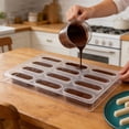 thumbnail image 4 of Linnome 12-Compartment Oval Rectangular Chocolate Mold, Transparent Plastic Baking Tool, White 10.83x6.89x0.98in, 4 of 7