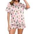 thumbnail image 5 of Vetsdori Womens Button up Pajamas Sets PJS 2 Pieces Homewear Christmas Shorts & Top Soft,Collared Sleepwear Lightweight Pajamas for Women, 5 of 6