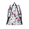 thumbnail image 2 of Picia London Landmark2 Printed Canvas Daypack - Stylish and Durable Vintage Compact Backpack - Class, Work, Travel, or Laptop Bookbag,Organized Compartments-Medium, 2 of 6