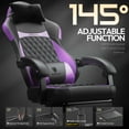 thumbnail image 3 of Dowinx Ergonomic Gaming Chair with Pocket Spring Cushion & Massage Lumbar Support - High Back Office Computer Chair with Footrest for Adults, 302LBS Capacity, Leather Design， Purple, 3 of 7
