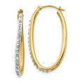 thumbnail image 1 of 14k Yellow Gold Diamond Oval Twist Hoop Earrings, 1 of 6