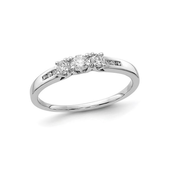 1/4 Carat (Ctw I-J, I2-I3) Three-Stone Diamond Ring in 14k White Gold