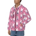 thumbnail image 3 of Kdxio Rabbit Holding Flowers Print Men Hoodies Casual Hoodies for Men with Zip Pockets Full Zip Long Sleeve Sweatshirt Sports Hooded Jacket-XX-Large, 3 of 5