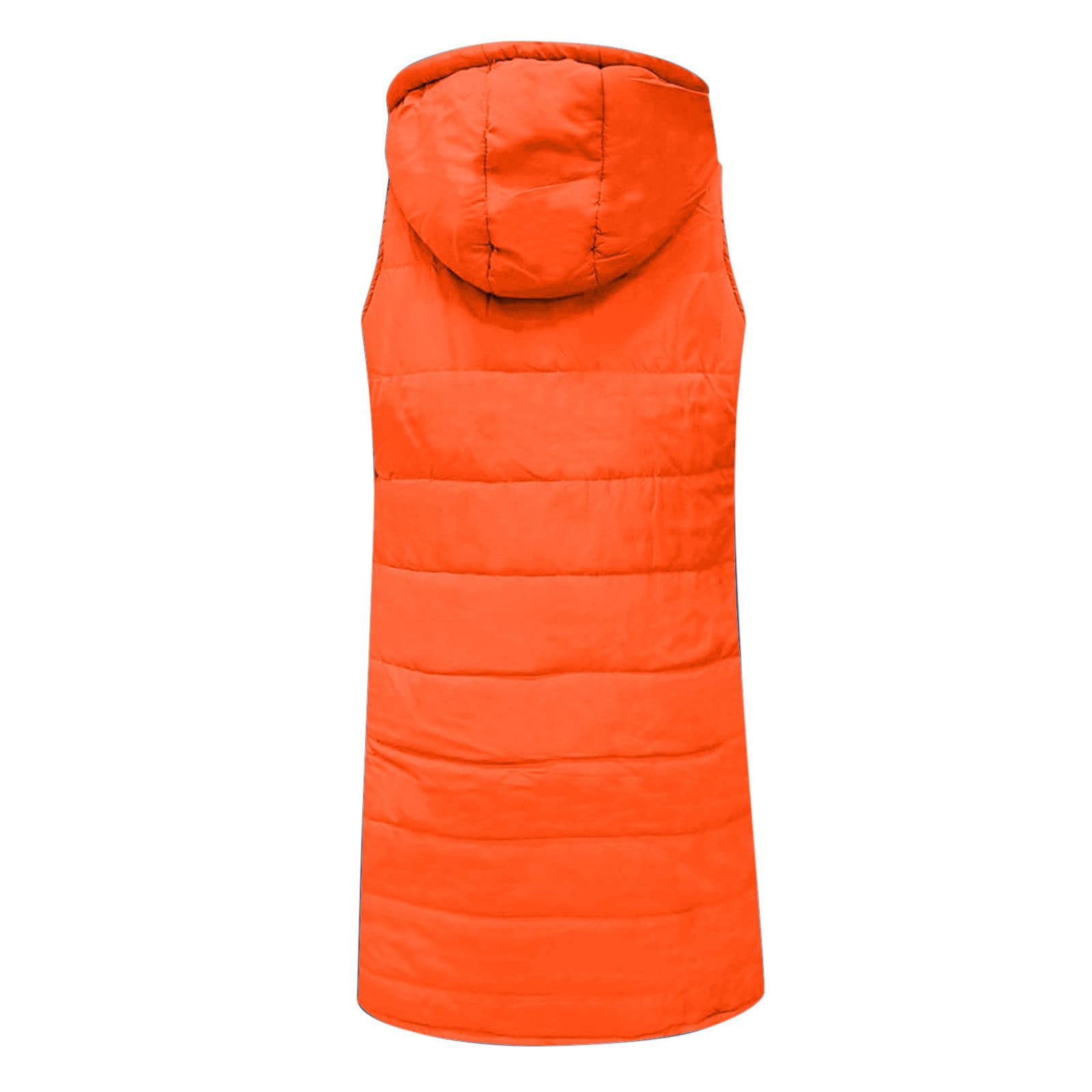 Womens Puffer Vest Sleeveless Hooded Long Quilted Vests Zip Up Lightweight Puffy Winter Jackets Gilet with Pockets