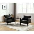 thumbnail image 2 of Dayalane Modern Accent Chair, Upholstered Faux Leather Single Sofa Chair for Living Room, Small Space Armchair with Metal Legs, Comfy Club Chair for Bedroom Reception Room, Black, 2 of 8