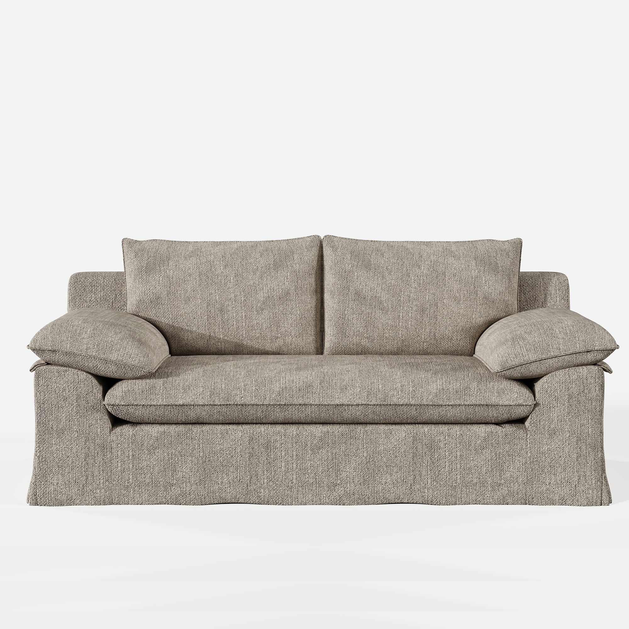 Modern Compression Loveseat Sofa with Removable Washable Cover,Deep Seat Linen Fabric Upholstered Couch with High-Density Foam for Living Room,Apartmen,No Assembly Required,Grey