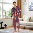 thumbnail image 2 of 1 Piece Adult Onesie Pajamas Cozy & Loose-Fit Sleepsuit Loungewear with Pockets Stylized Christmas Trees XX-Large, 2 of 7
