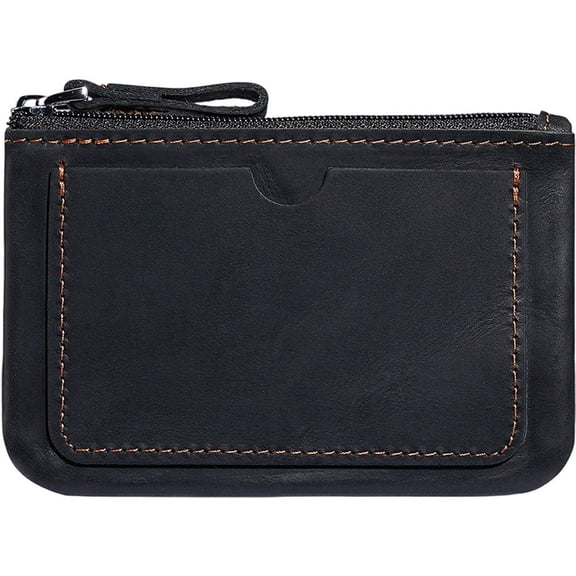Slccxzc Leather Coin Holder For Men Women Change Purse Zipper Small Wallet Lightweight Mini Coin Purse With Front Card Slot