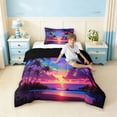 thumbnail image 4 of Erosebridal Hawaii Beach Twin Comforter Sets,Hawaii Holiday Tropical Botanical Coconut Tree Bedding Set For Girls,Reversible Black,2pcs, 4 of 7