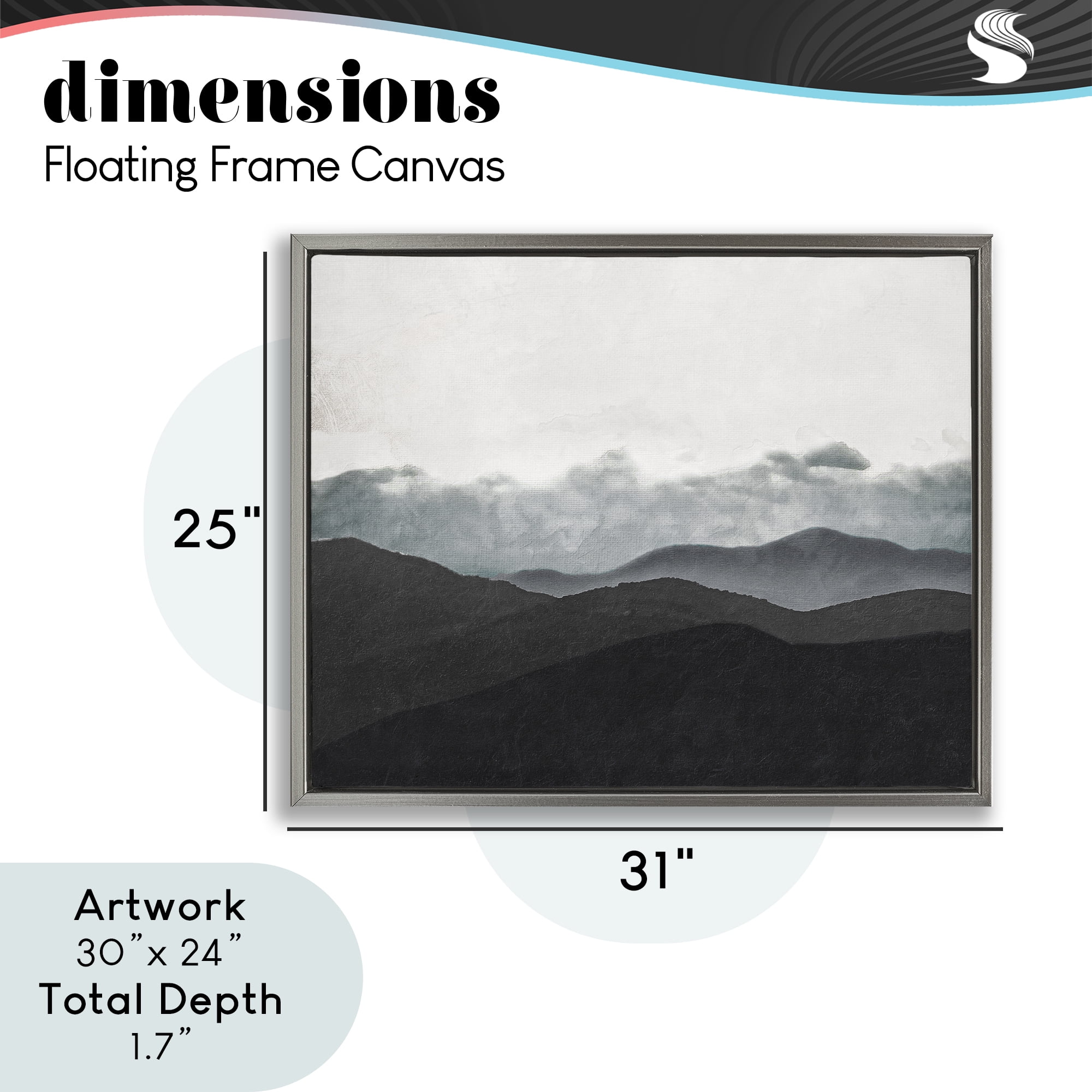 Stupell Industries Layered Foggy Hills Gray Framed Floater Canvas Wall Art, design by Elizabeth Medley