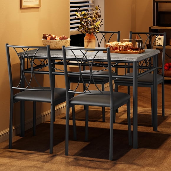 Yeshouse Mesa de comedor para 4, mesa de cocina rectangular con 4 sillas de madera para 4