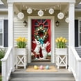 thumbnail image 6 of AZXY Easter Bunny Door Cover 71x35 Inch, Two Bunnies Exchanging Egg by Wreath Door Banner Backdrop, Spring Front Door Decorations for Outdoor Porch Farmhouse Easter Party Wall Home Decor, 6 of 7