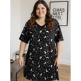 thumbnail image 3 of MINTREUS Women's Plus Size Nightgown Short Sleeve Nightshirt V Neck Sleep Shirt Loose Loungewear Casual Sleepwear 1X-5X, 3 of 9