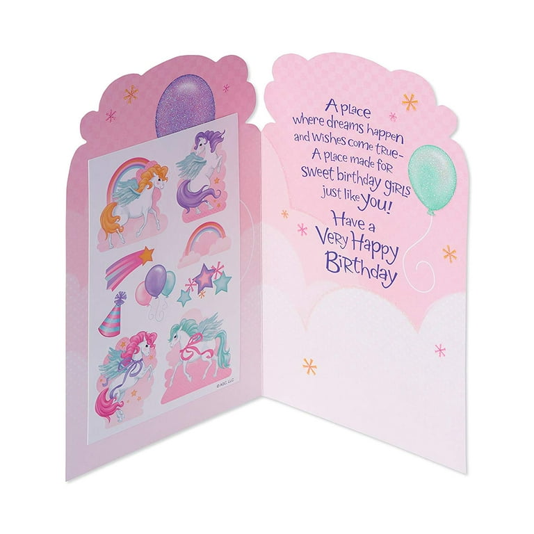 American Greetings Unicorn Birthday Card for Girl with Stickers - Walmart.com american-greetings-unicorn-birthday-card-for-girl-with-stickers-walmart-com