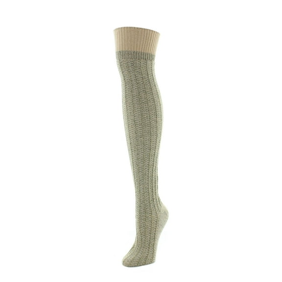 MeMoi Marled Rib Over the Knee Socks - Womens - Female, One Size, Taupe