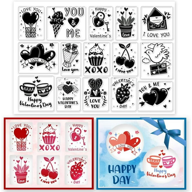 Sellos transparentes con palabras de amor para el Día de San Valentín, ideales para crear tarjetas y etiquetas de amor. Sellos de silicona transparentes.