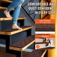 thumbnail image 4 of VEVOR Stair Treads 9" x 28" Stairs Carpet Non Slip 15 pcs Indoor Stair Runner for Wooden Steps, Anti Slip Carpet Soft Edging Stair Rugs Mats for Kids Elders and Dogs, Brown, 4 of 7
