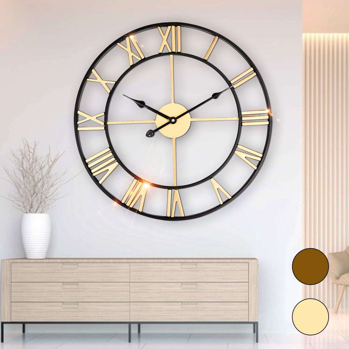Vintage Wall Clock Home Decor Accents for Study,Living Room,Battery Operated