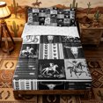 thumbnail image 2 of Erosebridal Western Cowboy Patchwork Zipper Twin Comforter Sets with Fitted Sheet and 2 Pillowcases,Bull Skull Cactus Arrow Accent Zipper Bedding Set,Black White,4-Piece,Reversible, 2 of 6