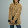 thumbnail image 6 of HAiming Women's Fleece Jacket Trendy Lapel Long Sleeve Button Coat Winter Thickened Loose Warm Outerwear with Pocket, 6 of 8