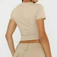 thumbnail image 5 of LISTHA Womens Crop Tops Short Sleeve Workout Summer Crew Neck Cropped T Shirts Tight Basic Y2k Shirt Khaki XL, 5 of 7