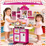 LINXUXIE Kids Kitchen Playset,Toddler Kitchen Playset with Sound & Light,Cooking Stove,Play Sink,Play Food Toy and Kitchen Accessories,Play Kitchen for Toddlers ,Perfect Gifts for Girls Boys