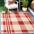 thumbnail image 2 of Safavieh Courtyard Benjamin Plaid Indoor/Outdoor Area Rug, Red/Bone, 5'3" x 5'3" Square, 2 of 18