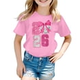 thumbnail image 4 of Girls Bow Top 2026 Digital Element New Year Print Short Sleeve Casual T Shirt Pink 8 Y-9 Y, 4 of 4