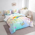 thumbnail image 3 of Homewish Kids Magic Unicorn Bedding Comforter Set 7pcs, Stars Rainbow Galaxy King Bedding Sets, Dreamy Cartoon Butterfly Bed Sheets, Lightweight Room Decor, 3 of 7