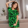 thumbnail image 3 of Yiaed Green Monster Print Women's Loose-Fit Short Sleeve Nightgown, Soft and Comfortable Sleep Dress for Relaxation and Sleepwear, 3 of 6