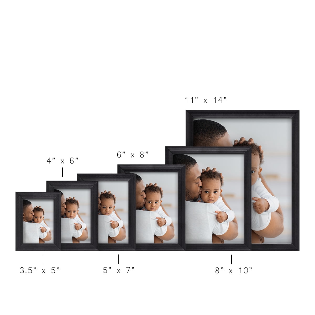 Grooved 5 in. x 7 in. Black Picture Frame Set (Set of 4)