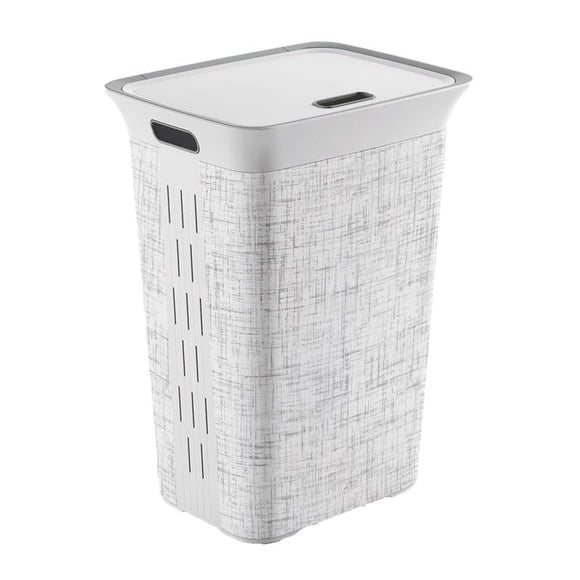 Cesto para ropa, curver, de resina blanca, 63,4 cuartos de galón, con asa y tapa