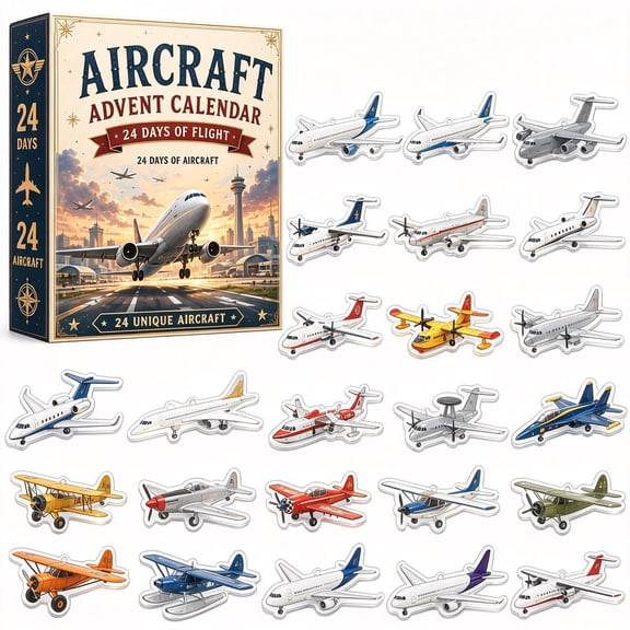 Aircraft Advent Calendar 24 Days Christmas Countdown Blind Box, Unique Airplane Ocean Adventure Toy Planes Collectible Models for Aviation Enthusiasts & Kids Holiday Gift