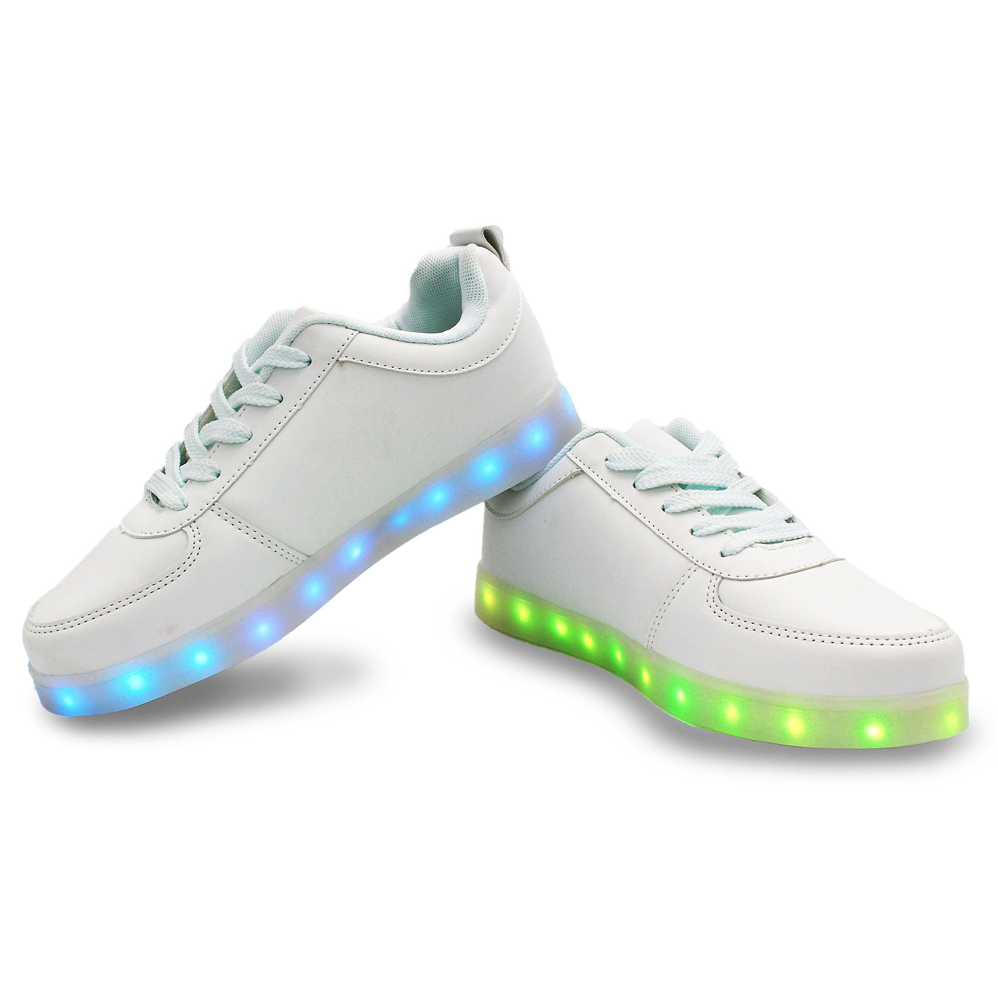 Family Smiles LED Light Up Sneakers Kids Low Top Girls Unisex Lace Shoes White Toddler US 10.5 / EU 27.5 -