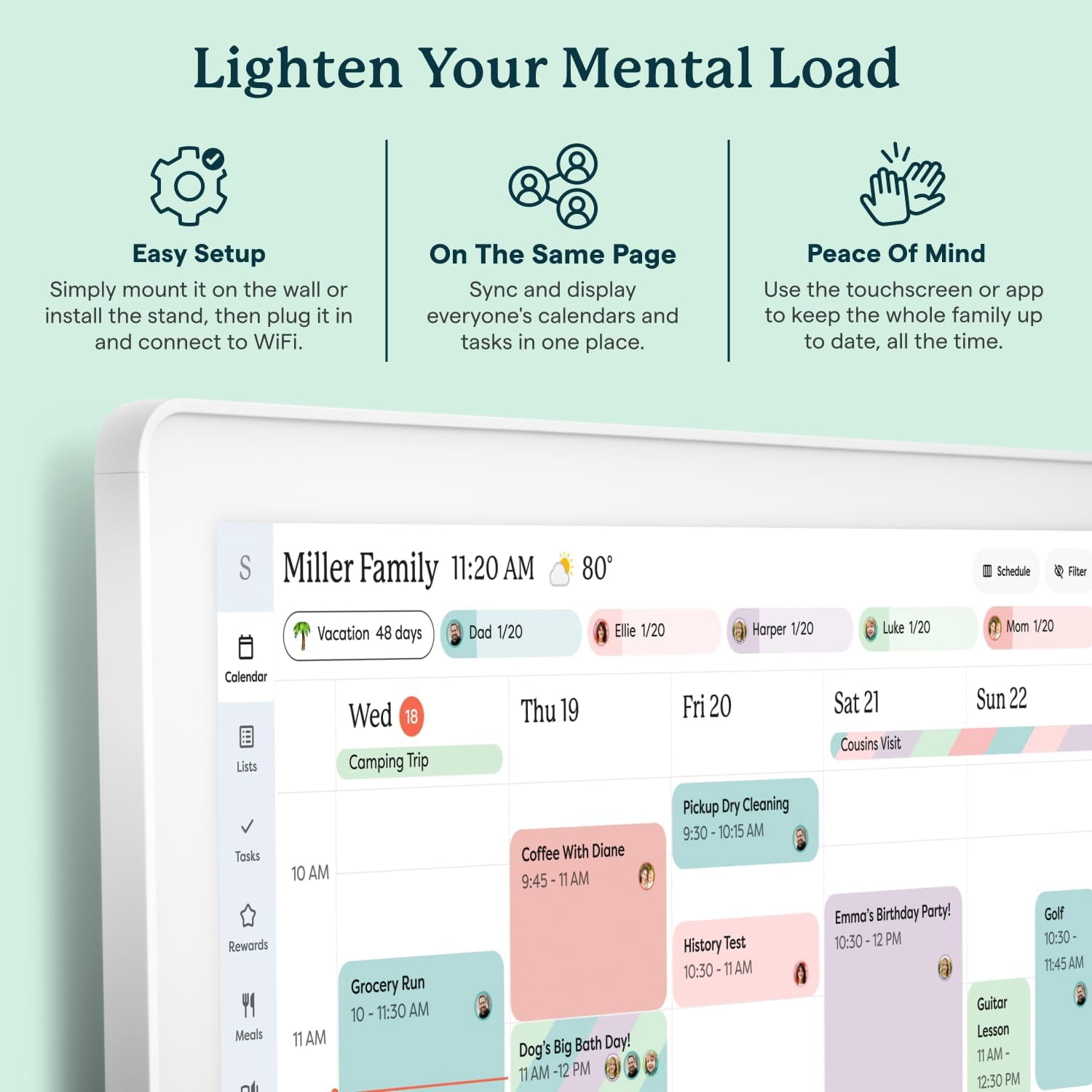 Skylight Calendar Max 27-inch Touchscreen Digital Calendar, All-in-One Family Organizer and Chore Chart, Wall Mountable Planner - Classic White