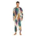 thumbnail image 3 of 1 Piece Adult Onesie Pajamas Cozy & Loose-Fit Sleepsuit Loungewear with Pockets Teal and Orange Abstract Shapes Small, 3 of 7