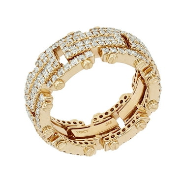 Princess Cut Cuban 2.6ct Diamond Eternity Ring 10k Yellow Gold